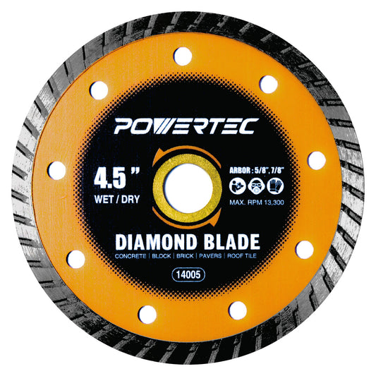 POWERTEC 14005 4.5吋 渦輪輪圈鑽石鋸片｜適用於乾濕兩用磁磚切割