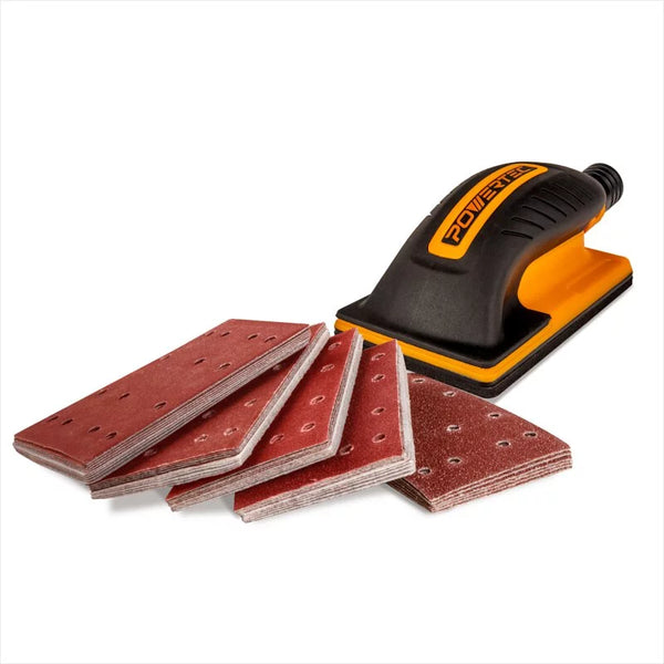 美國 POWERTEC 71514 集塵手持砂磨塊 附五款砂紙組 ( 粒度40/80/120/180/240各10張，共50張 )